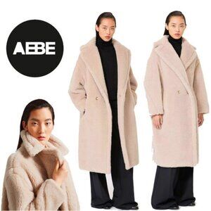💋STUNNING!💋Luxurious 30% Alpaca & 70% Lamb Wool Double Breasted Coat in Sand
